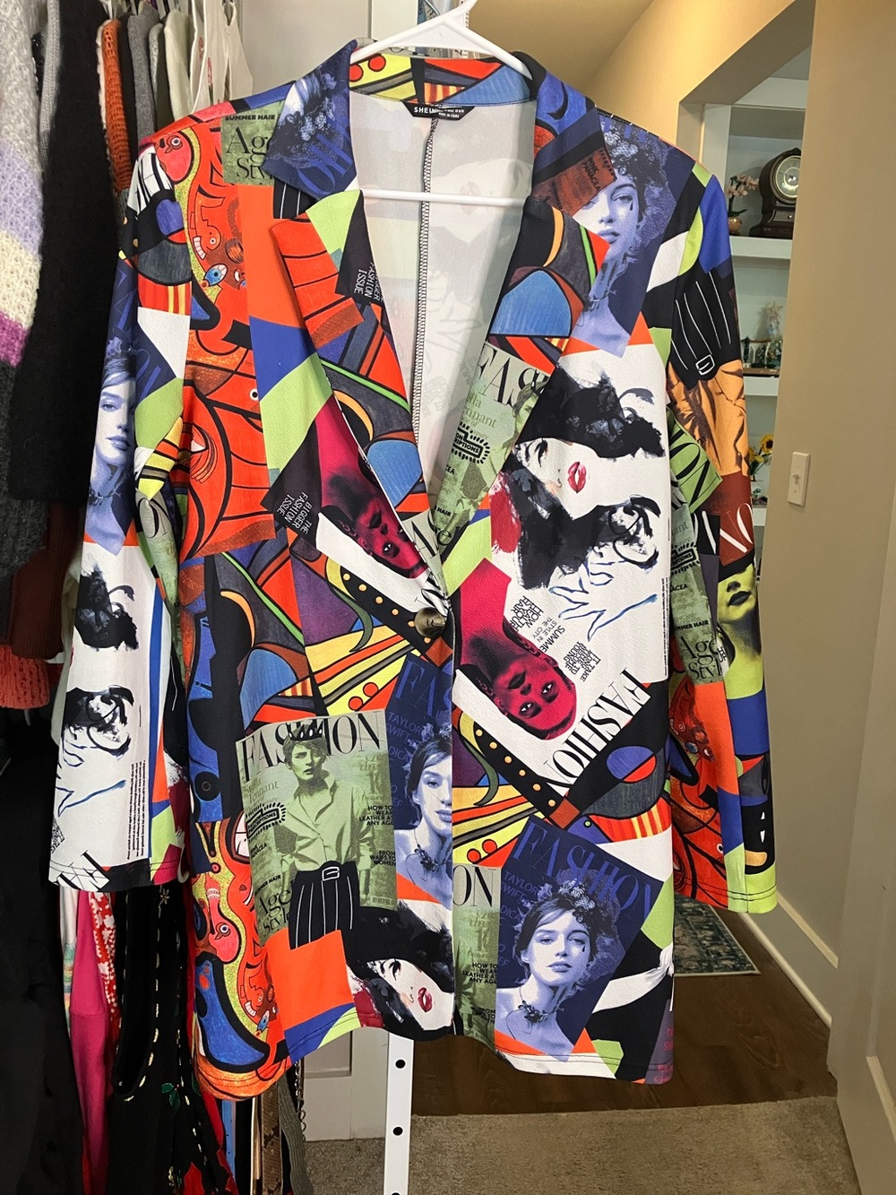 SHEIN Multicolor Graphic Print Blazer Jacket